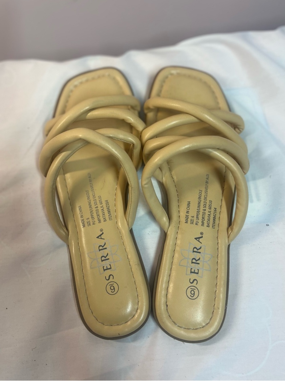 Serra Beige Crisscross Slide Sandals - Picture 4 of 7